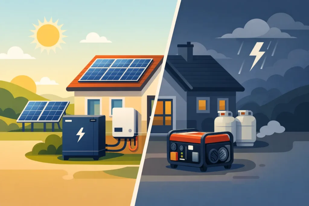 Solar Battery vs Generator for Home Backup